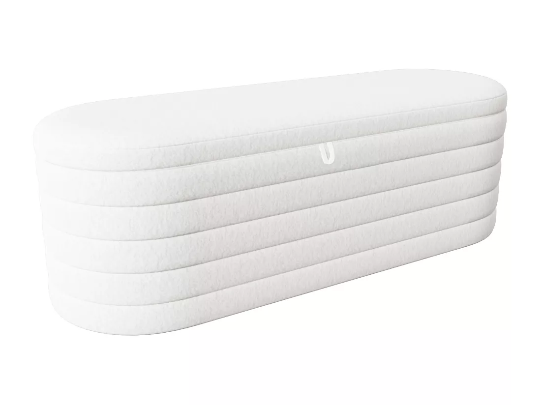 Banc de rangement 120x40x40 cm - en tissu peluche - Blanc