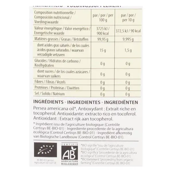 Óleo Vegetal de Abacate Orgânico Pranarom 50ml