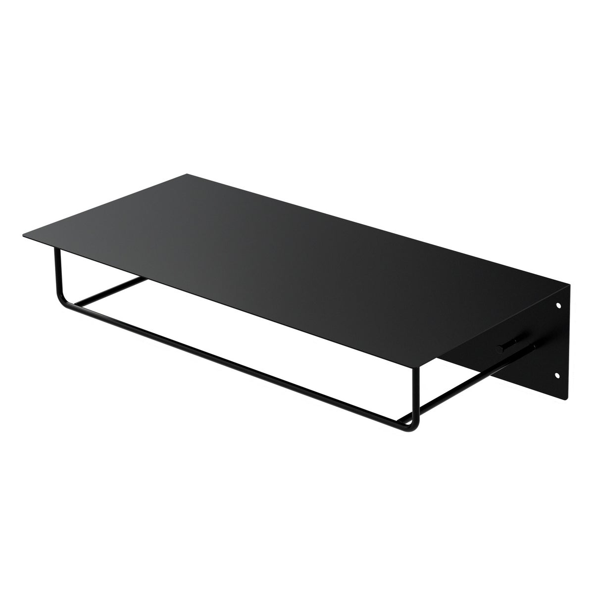 ML-Design wandkapstok met haken, kledingstang en hoedenplank, 60x30x15 cm, zwart, metalen halkapstok voor jassen en mantels, garderobe, wandgemonteerd, hangend garderobepaneel voor entree en hal