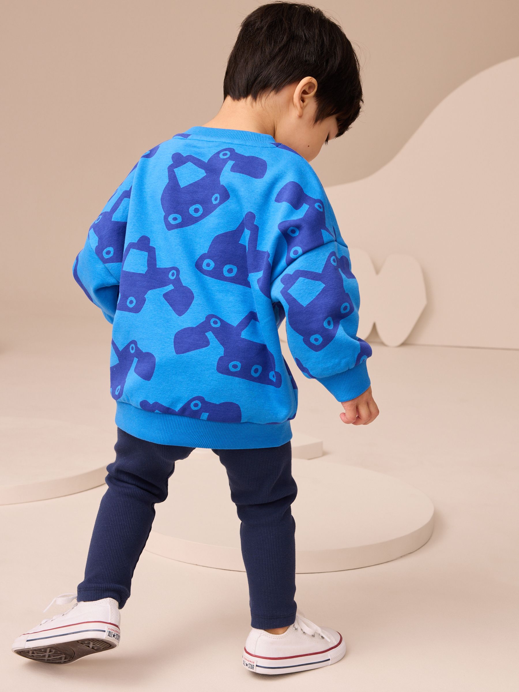 Blauw graafmachine - Set met sweatshirt en legging (3 mnd-7 jr)
