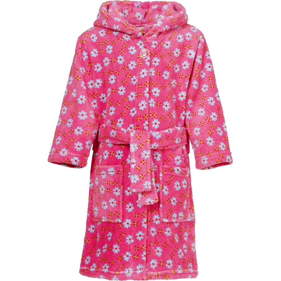 Playshoes Fleece-Bademantel Blumen pink