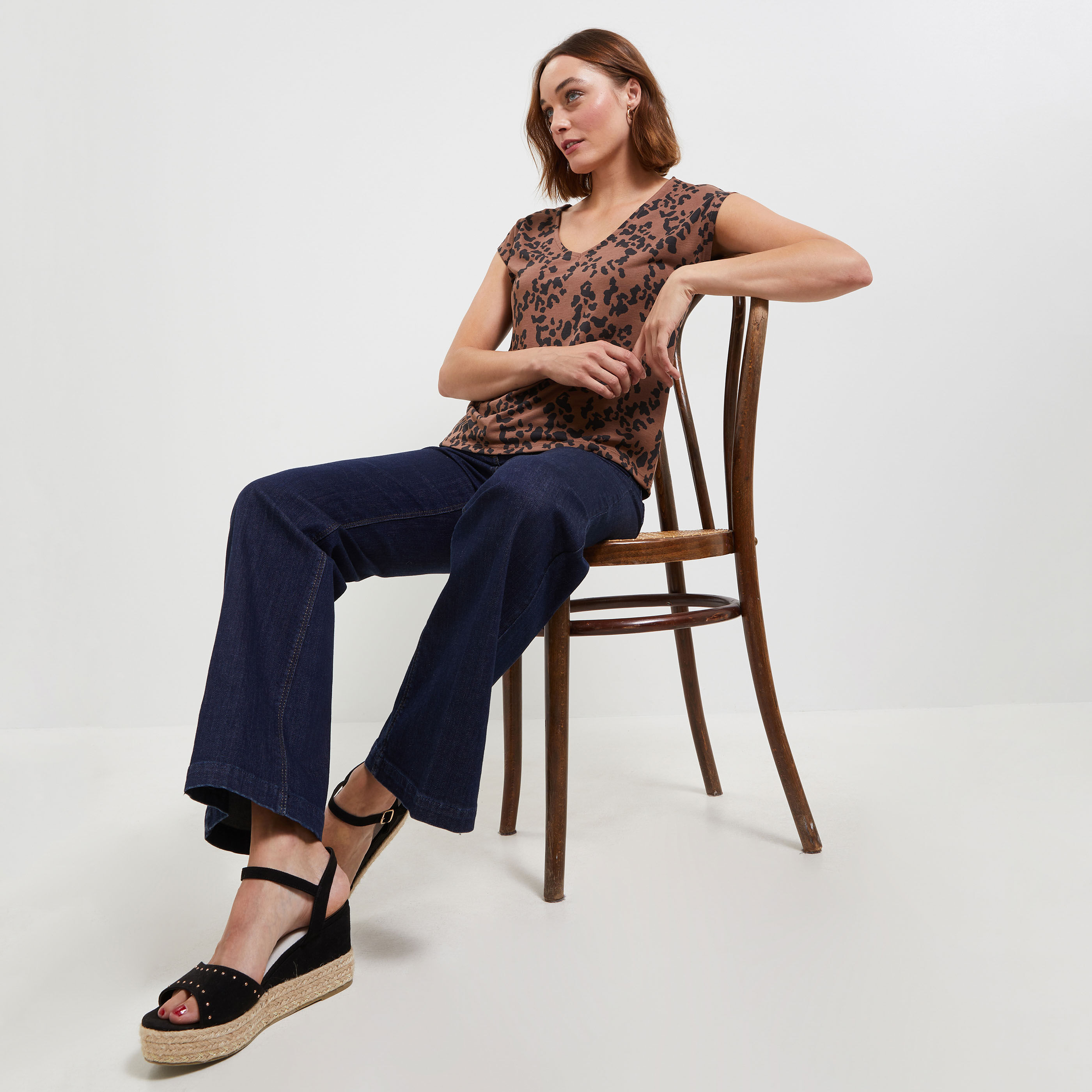 T-shirt manches courtes femme - MARRON