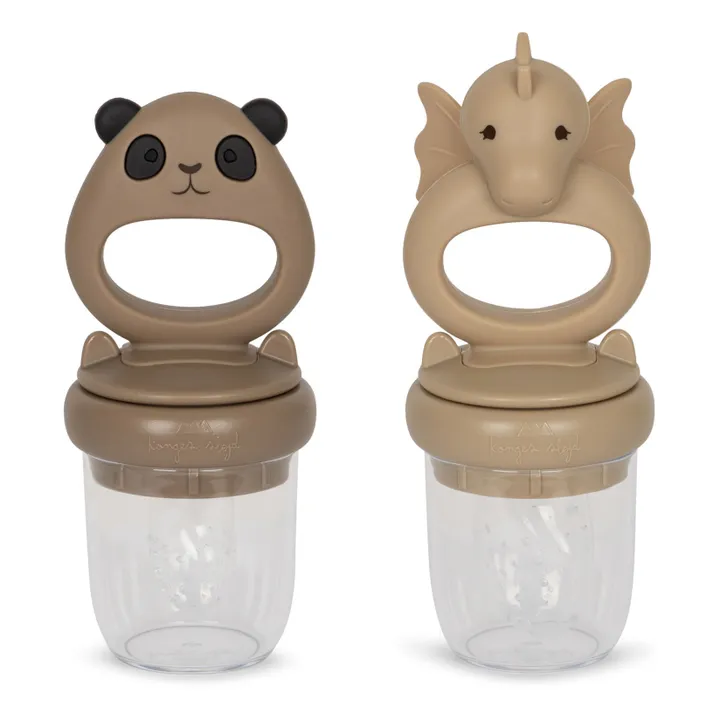 Konges Sløjd Tétines grignoteuses Dragon/Panda - Set de 2 | Beige