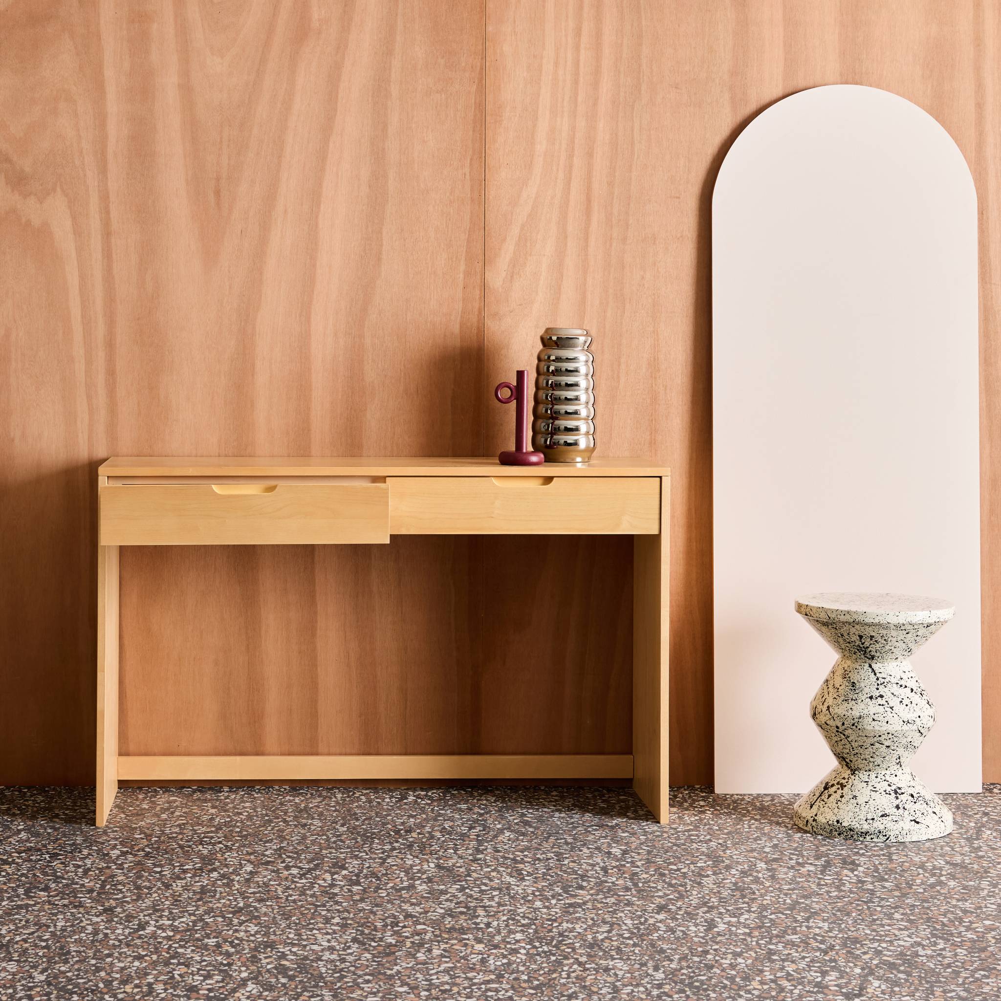 sweeek - Sidetable houtdecor 2 lades 120cm