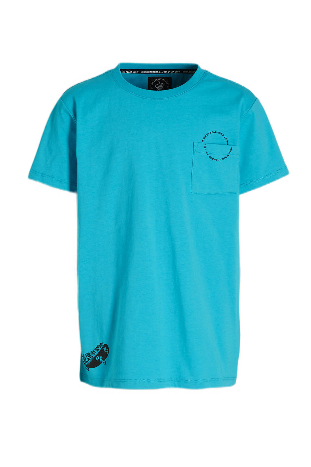 Me & My Monkey T-shirt Miles met printopdruk blauw