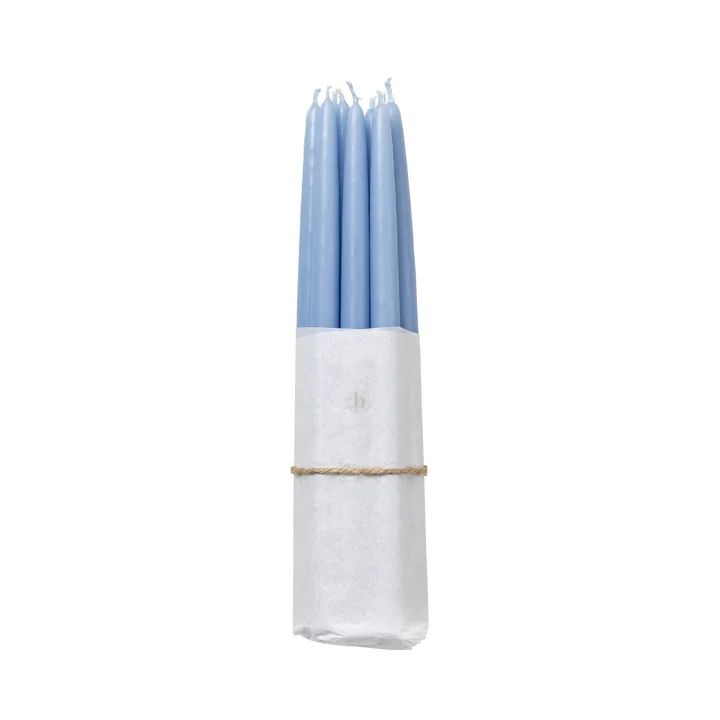 Broste Copenhagen - Tapers getauchte Spitzkerze, Ø 1,2 cm, plein air light blue (10er-Set)