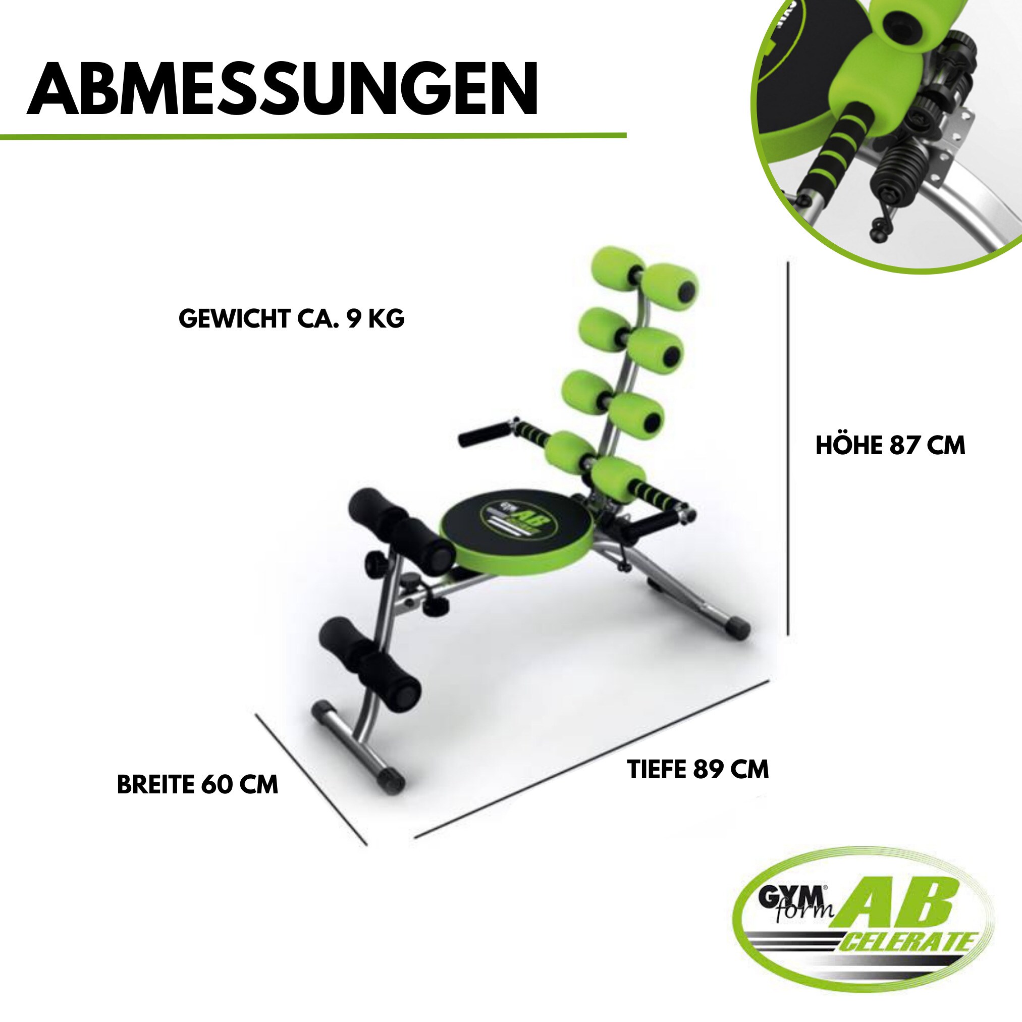 Gymform® Bauchtrainer - Bauchmuskeltrainer mit Trainingsbänder AB Celerate SET