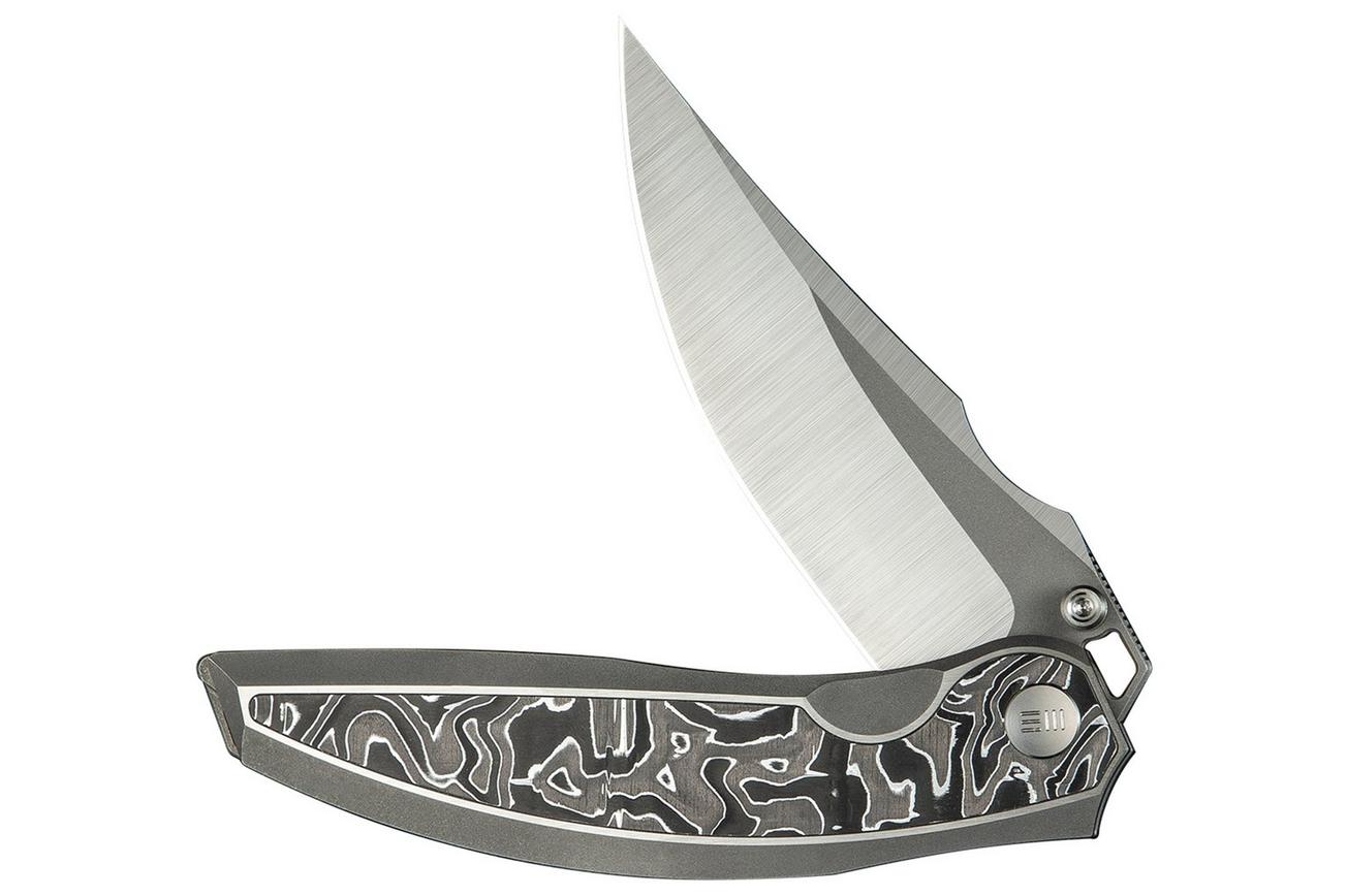 WE Knife Quinseris WE23093-3 Polished Satin Gray Stonewashed, Gray Titanium Aluminum Foil Carbon Inlay, zakmes