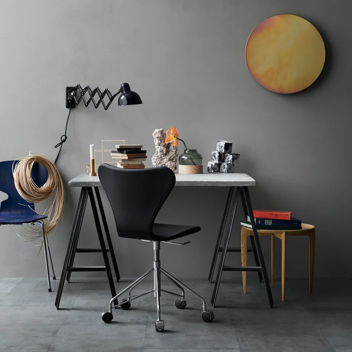 Fritz Hansen - Serie 7 Bürostuhl, Chrom / Esche schwarz gefärbt