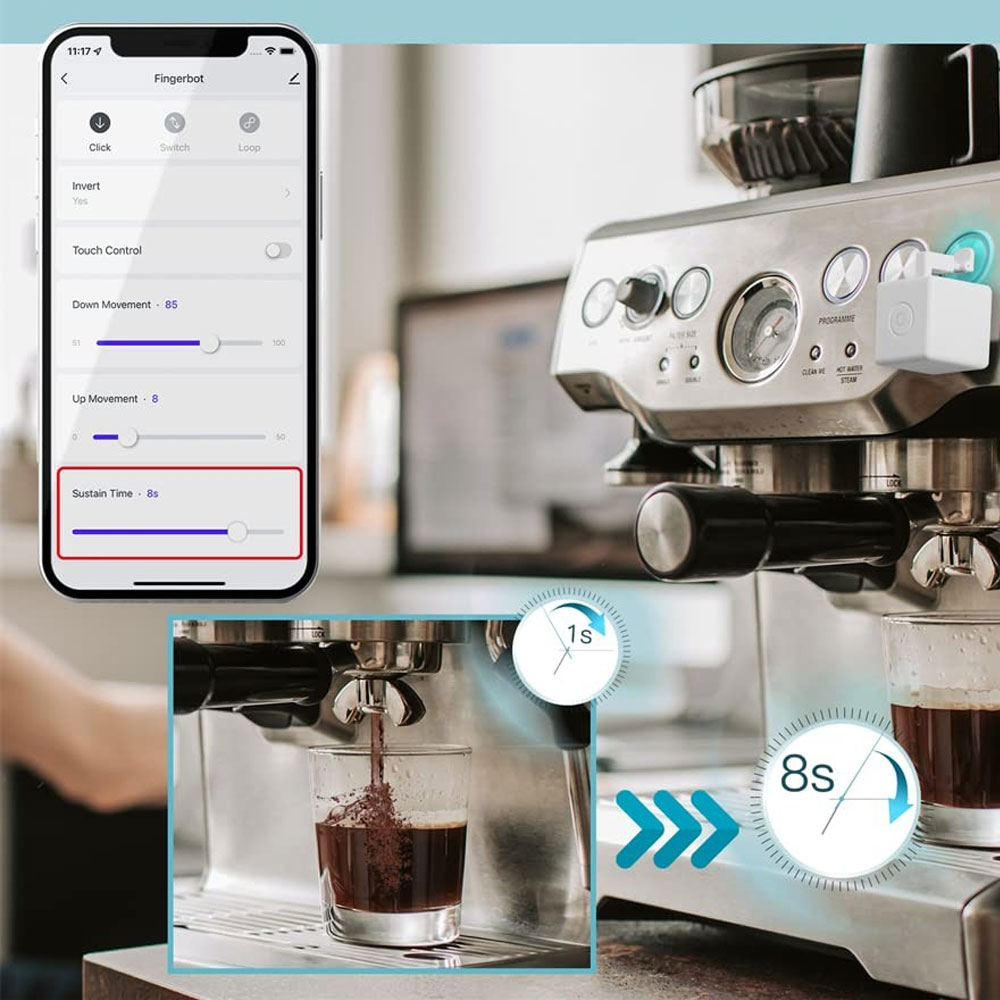 (6-tlg. Set) Fingerbot Plus Smart Funkschalter für Kippschalter & Taster mit App Steuerung (iOS/Android) - Weiss