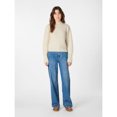 Damen-Strickpullover Alpaka, Naturweiß
