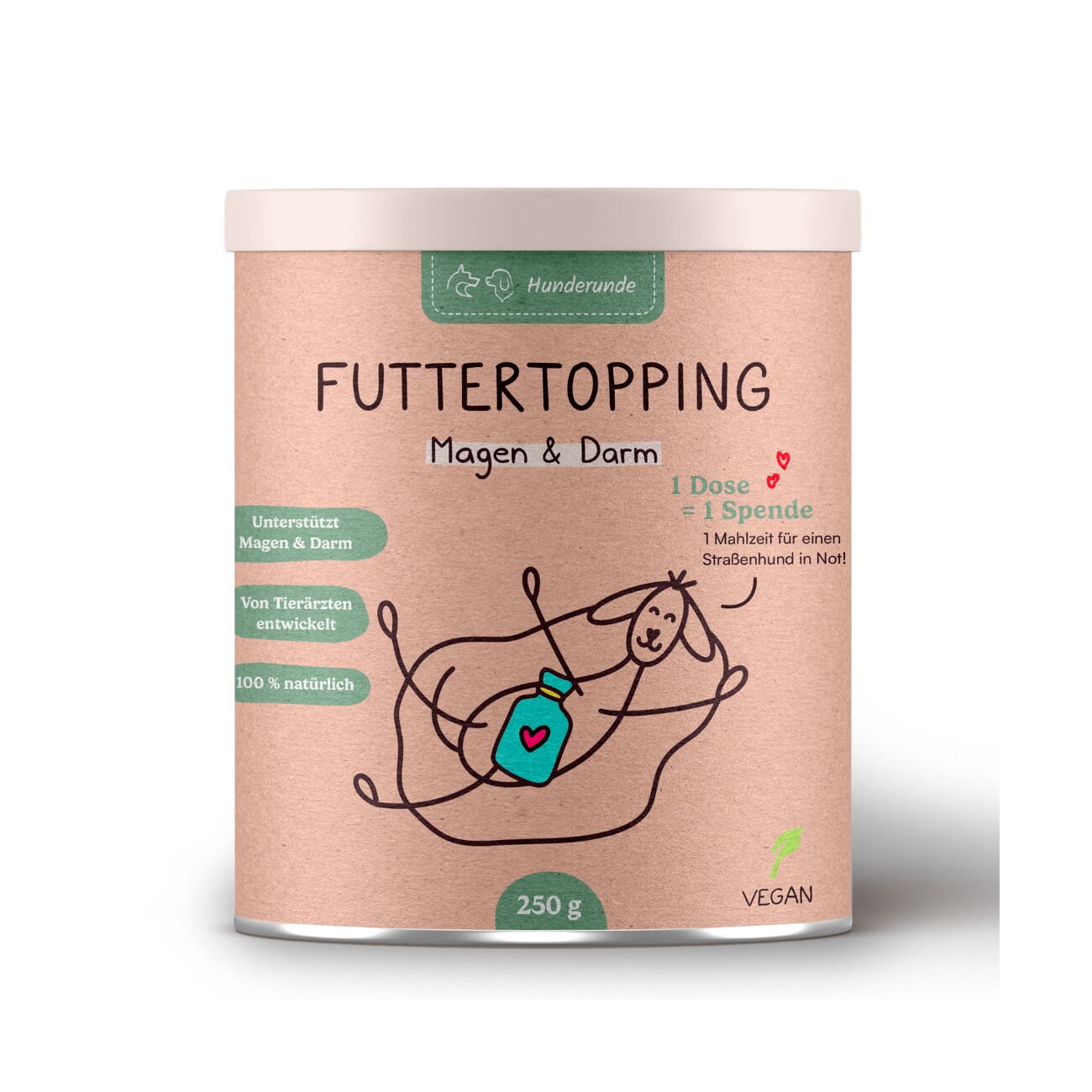 Hunderunde Futtertopping - Magen & Darm - Verdauung, Darmgesundheit, Ballaststoffe, Präbiotikum 250 g