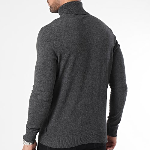 Pull Col Roulé Emil Vert Gris Anthracite Chiné