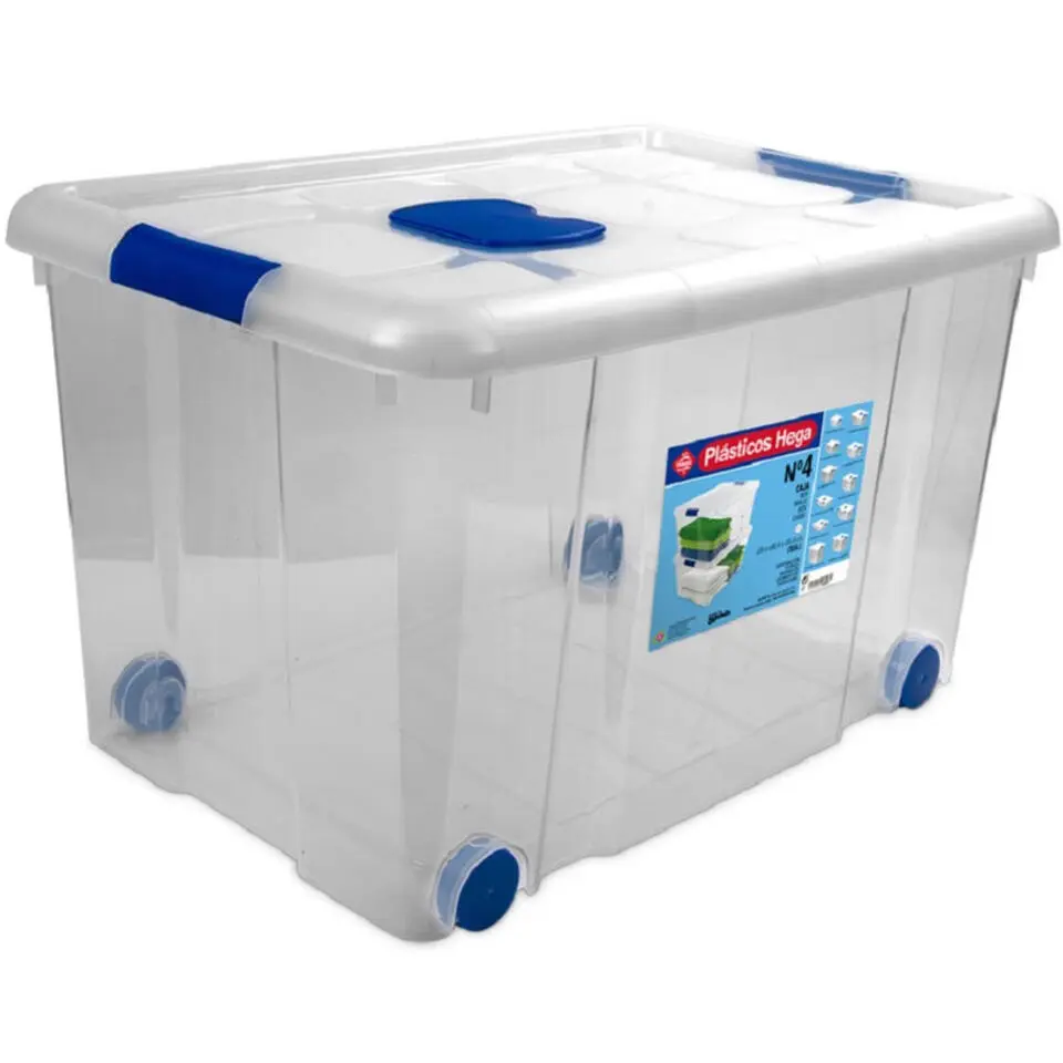 Hega Hogar Opbergbox met deksel/wieltjes - 55L - kunststof