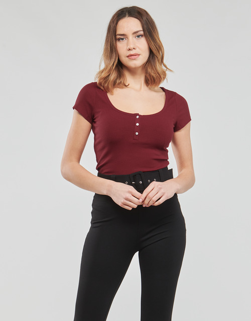 Guess - ES SS KARLEE JEWEL BTN HENLEY - Bordeaux