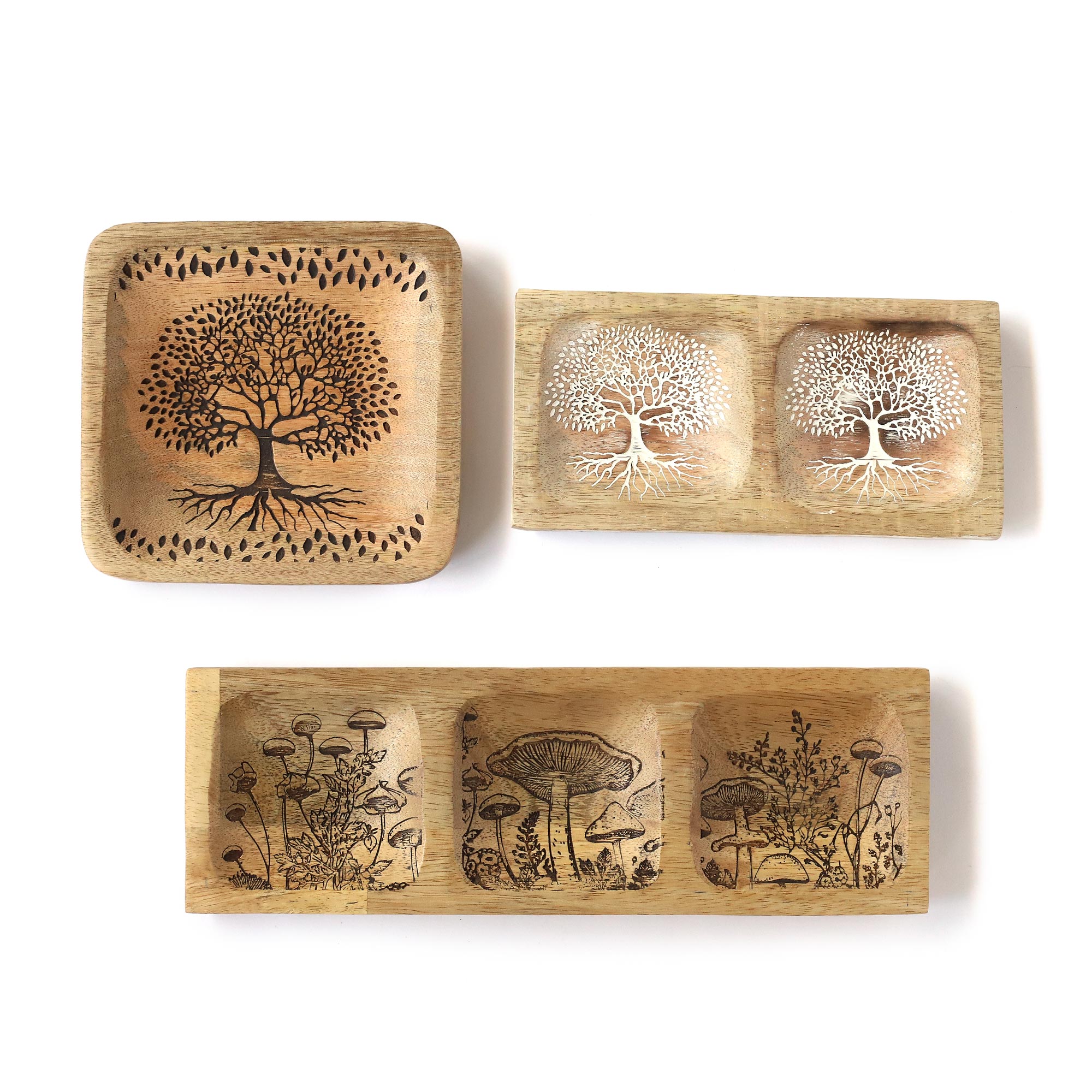 Ablage 'Tree of Life', aus Mangoholz, B 15 cm, L 15 cm, H 2,5 cm von fischer's lagerhaus