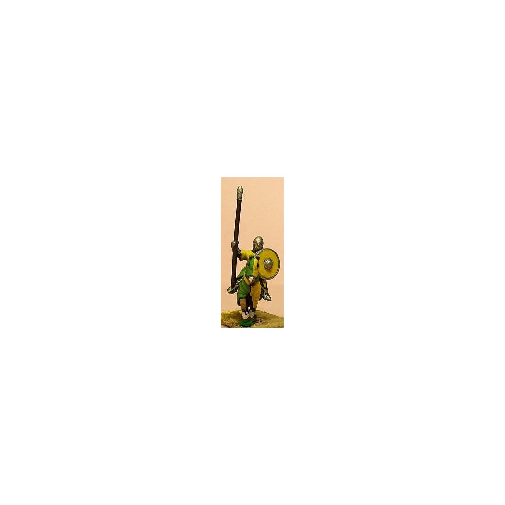 Spanish: Mounted Knight, 1050-1150AD with Round Shield & Barded Horse