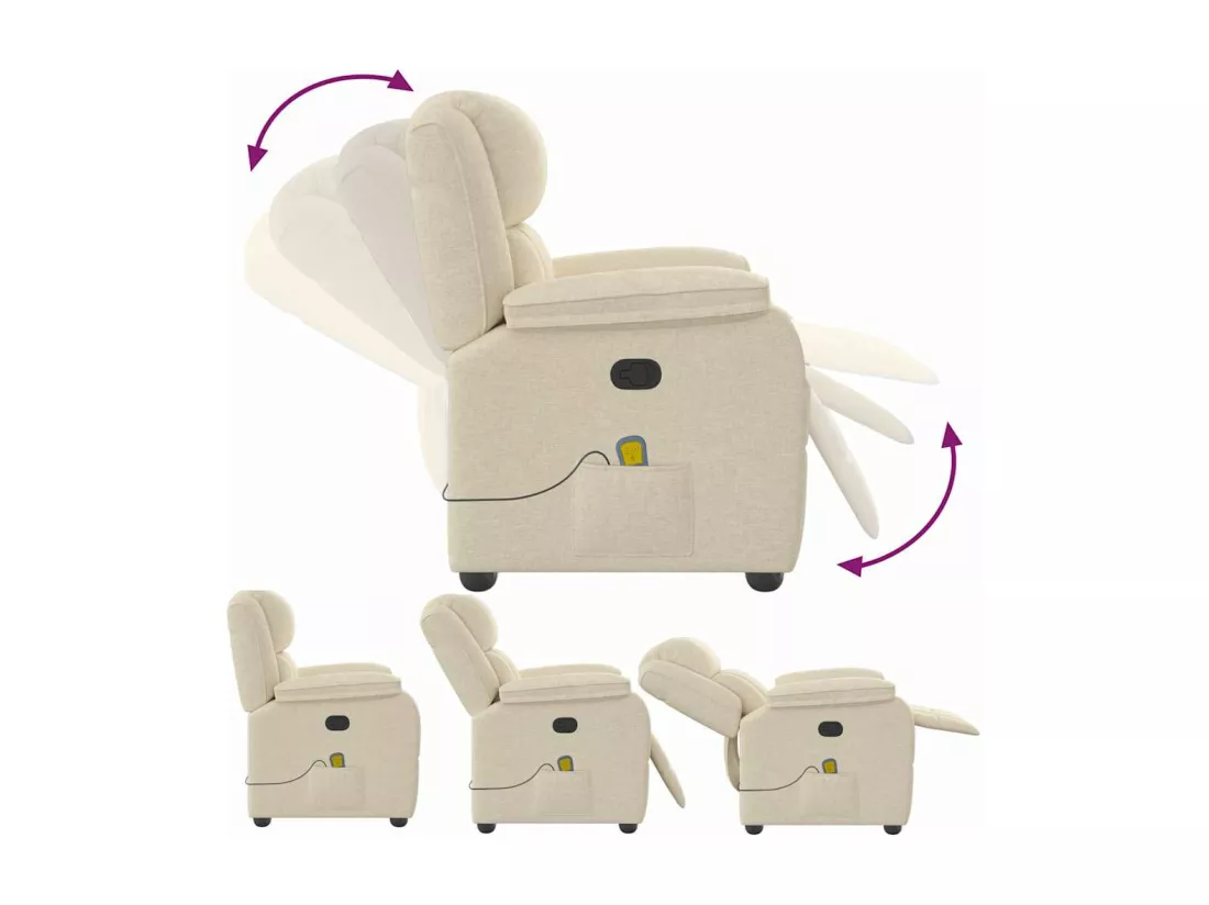 Fauteuil de massage inclinable Crème Tissu
