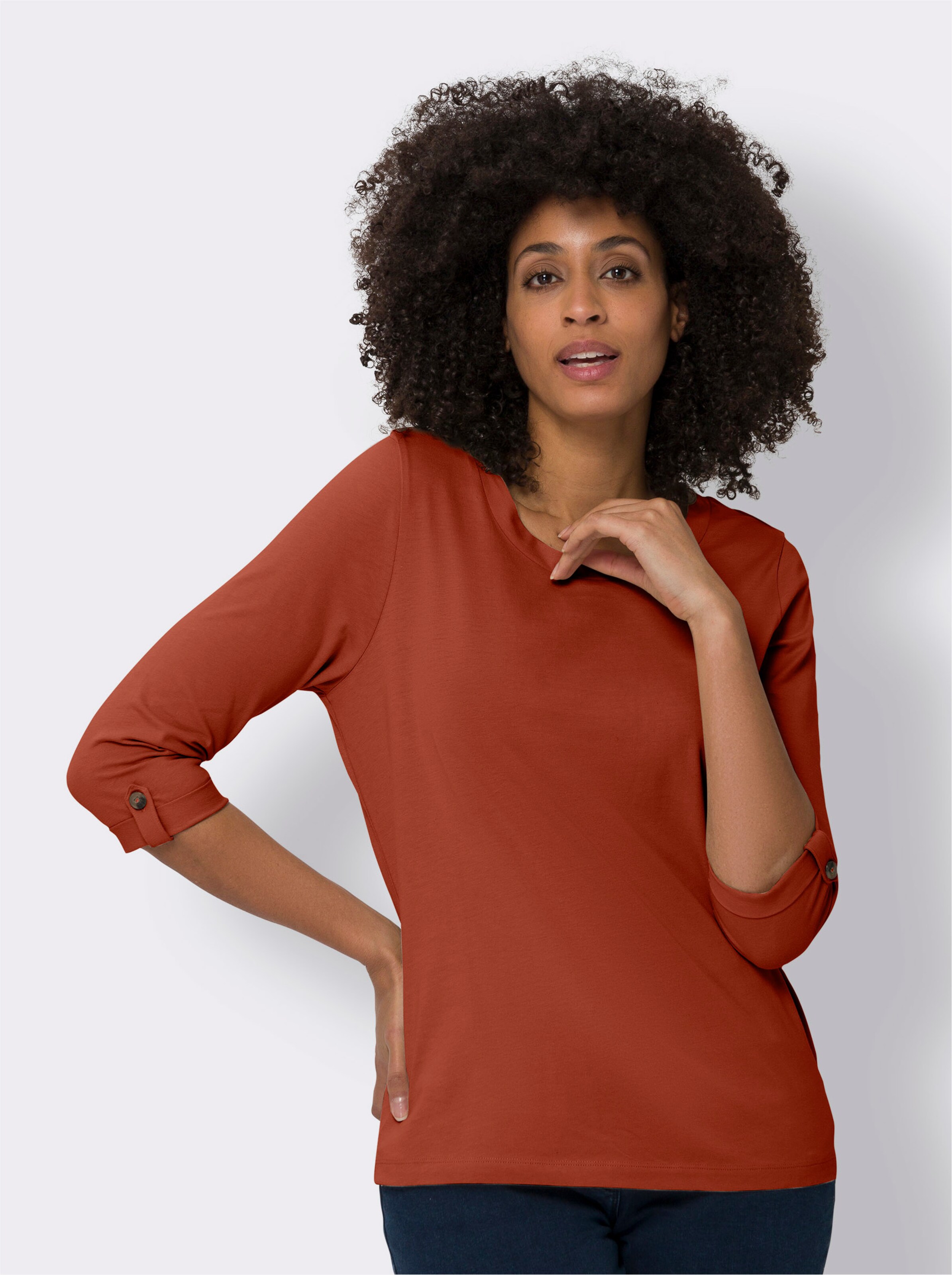 34-Arm-Shirt aus reiner Baumwolle