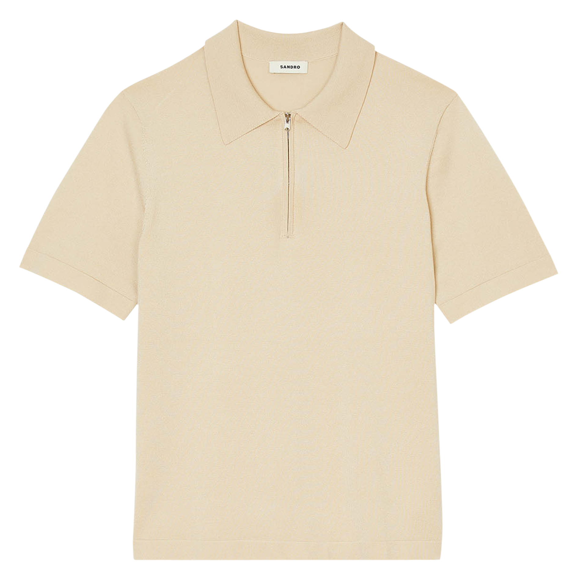 T-shirt manches courtes à col polo zippé | Beige