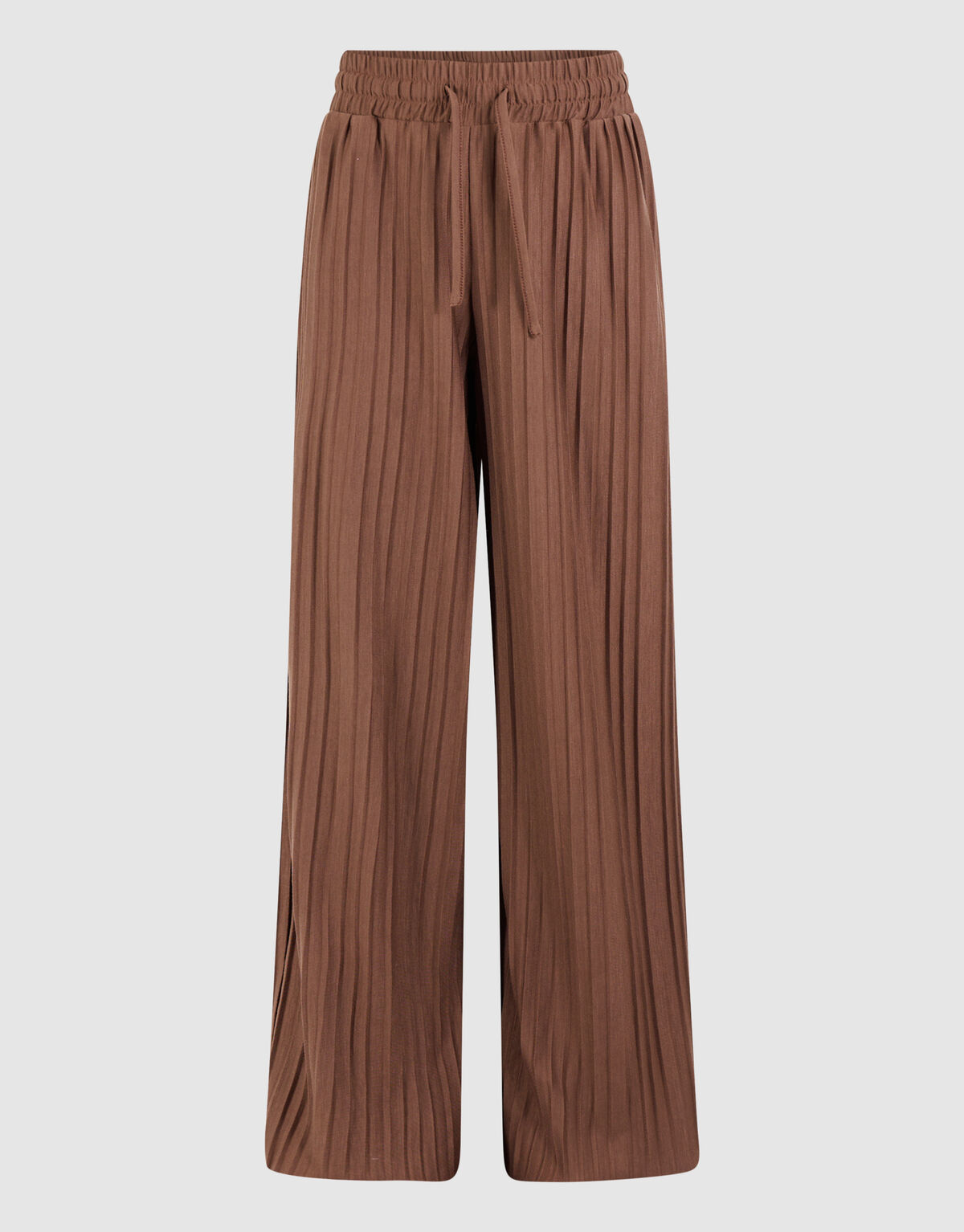 Plissé Wide Leg Broek Bruin