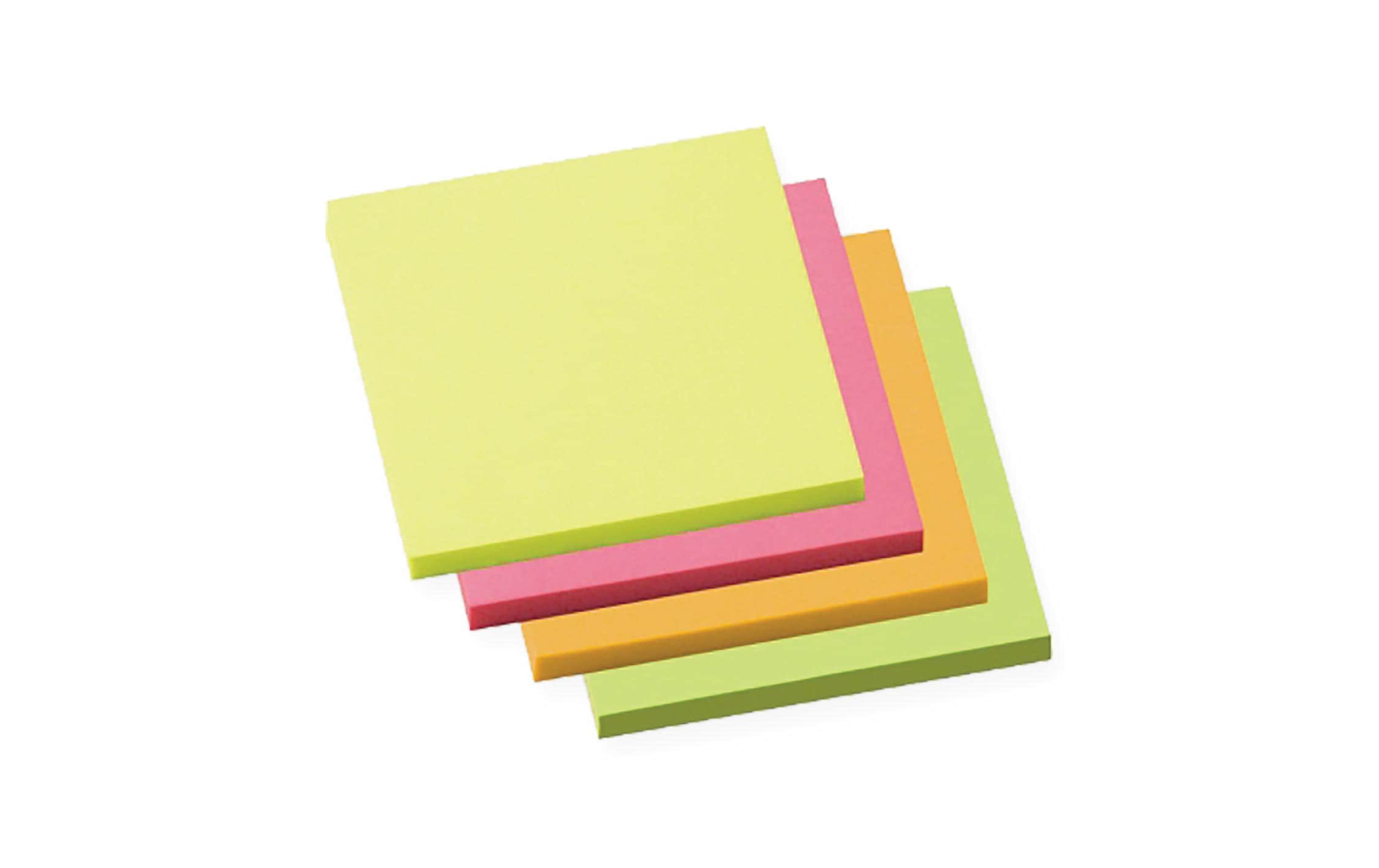 Notizzettel 7.5 x 7.5 cm, 4 x 100 Blätter, MehrfarbigSelbstklebende Haftnotizen