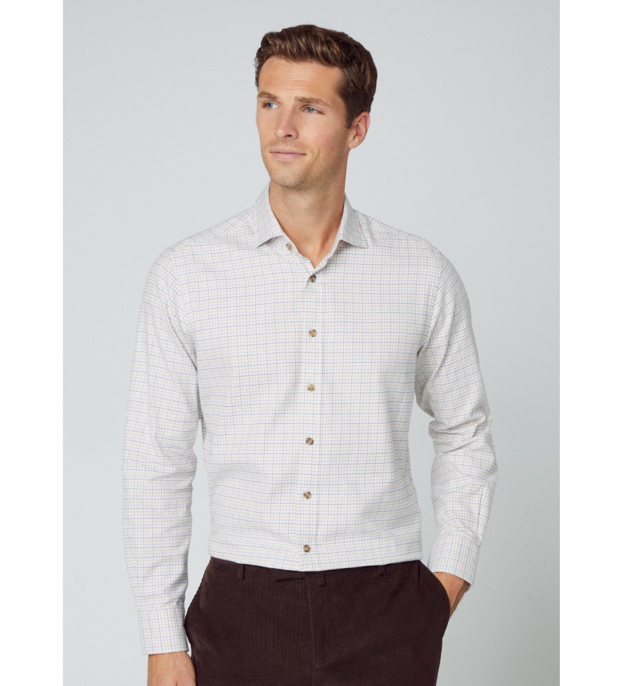 Camisa Hackett Brushed Tattersall branca