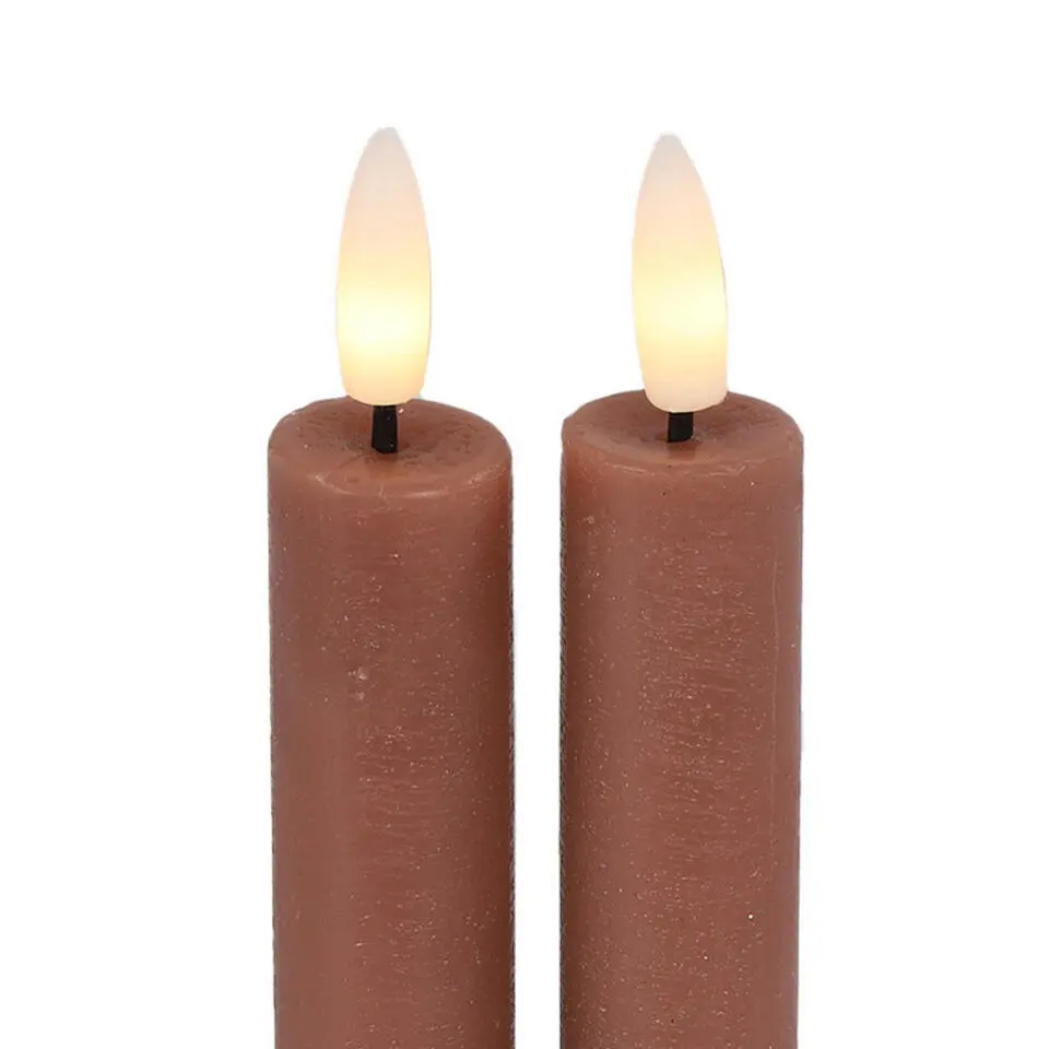 Countryfield Led kaarsen/dinerkaarsen - 2x - roze - 15 cm