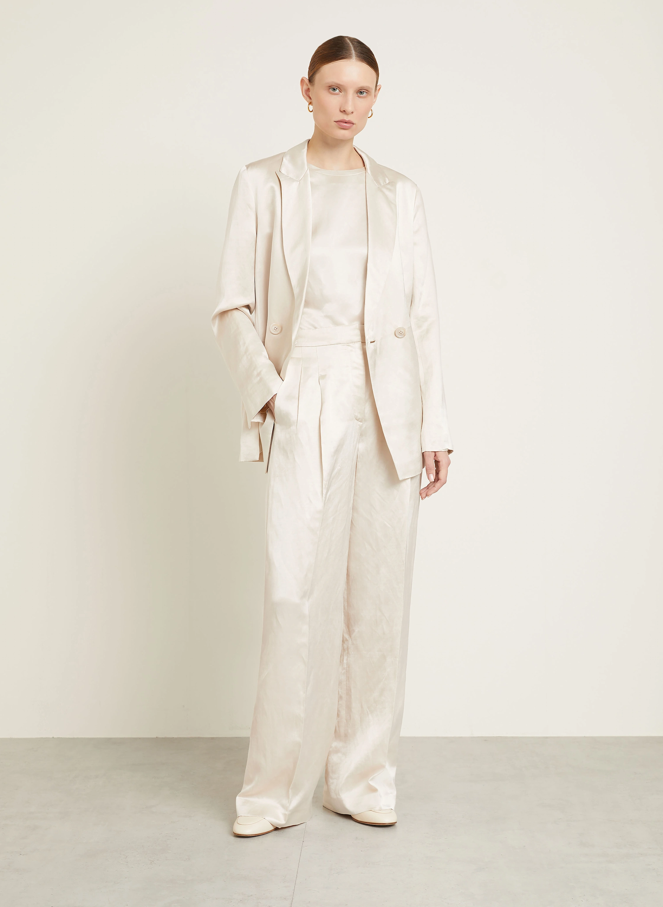 IRIS von ARNIM Satinhose LAINIE mit Leinen