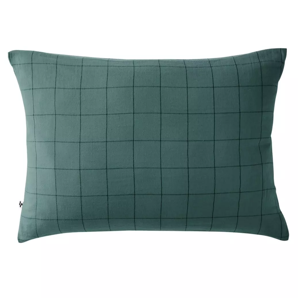 Taie d'oreiller carrée gaze de coton (60 x 60 cm) Gaïa Match Bleu canard