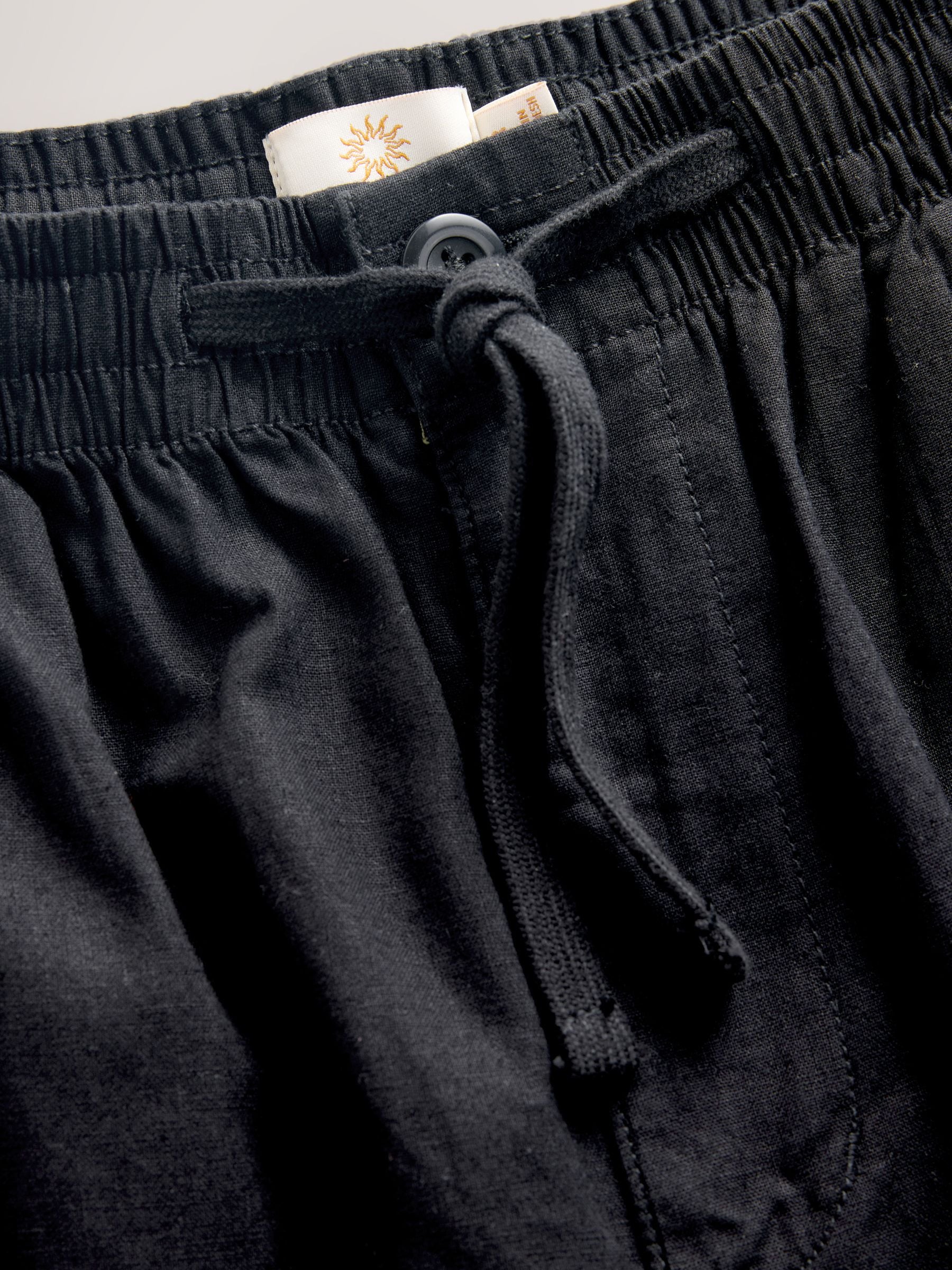 Zwart - Smart Linen Cotton Blend Trousers