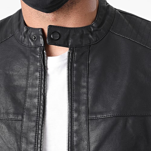 Veste Biker Mike PU Racer Noir