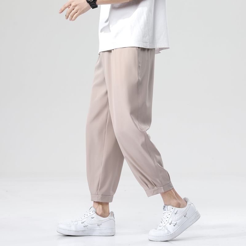 Blueforce - Effen cropped harembroek met trekkoord in de taille