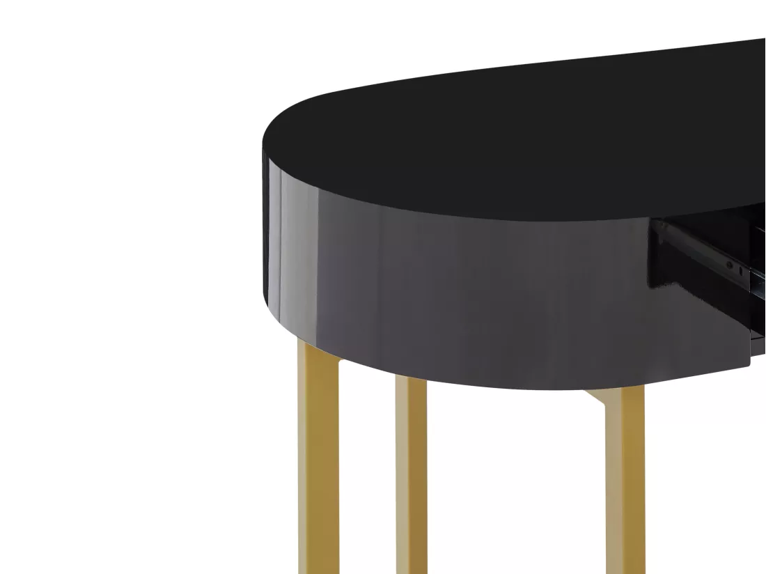 Bureau console avec 1 tiroir - MDF laqué et métal - Noir et doré - TORELI de Pascal Morabito