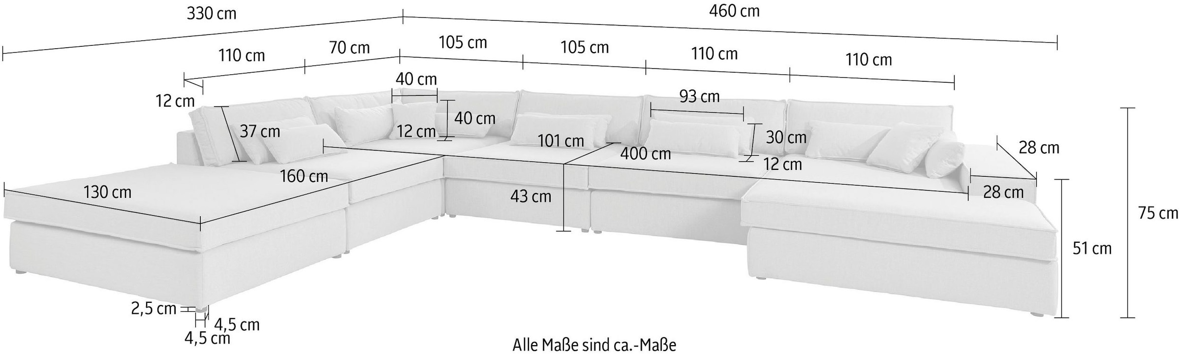 GOODproduct Wohnlandschaft »Enid U-Form« 6 Teile, bestehend aus Modulen, in vielen Bezügen, auch in Breitcord