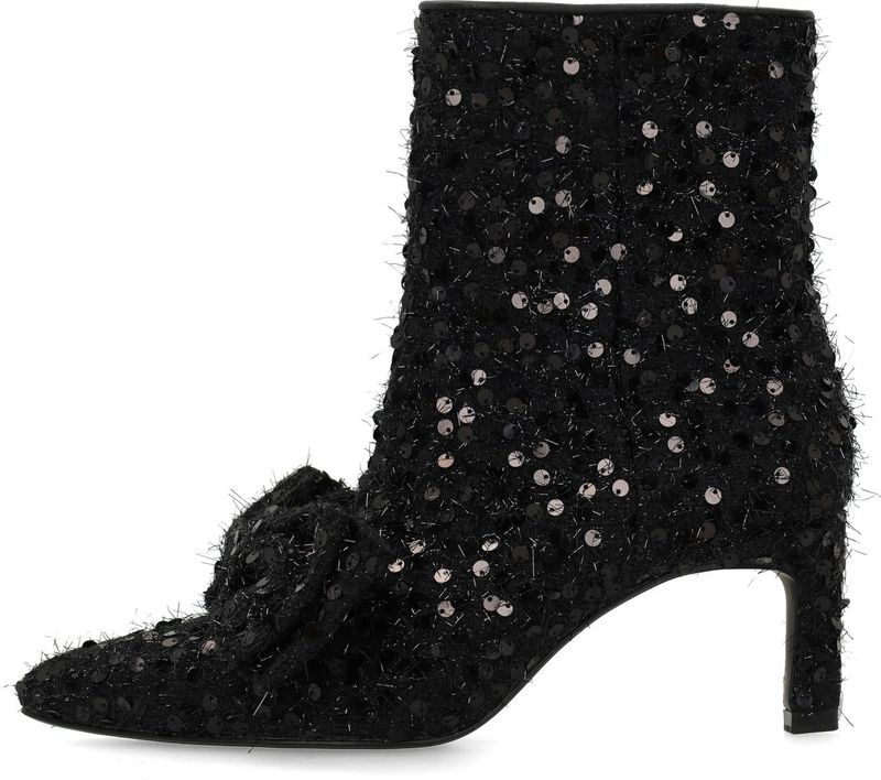 Manfield - Enkellaarsjes - Zwart - Glitter - Hak 7 cm