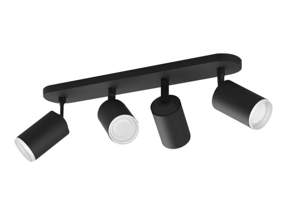 Philips Hue White and Color Ambiance Fugato - Spotlys - LED-lyspære x 4 - GU10 - total: 22.8 W - klasse A  - 16 millioner farver - sort