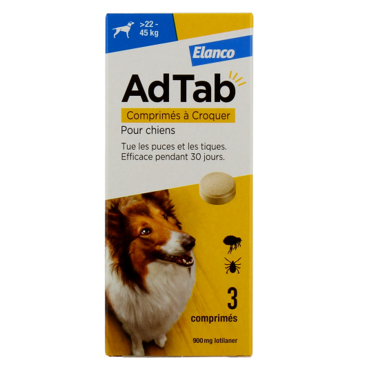 AdTab Chien comprimé anti puces et tiques - Antiparasitaire