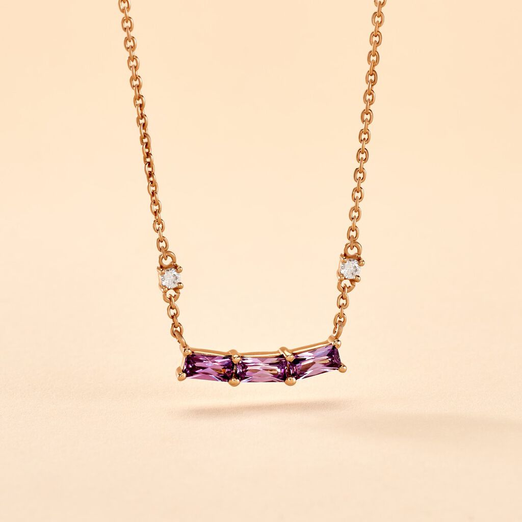 Collier Purple Mood Argent Rose Oxyde De Zirconium