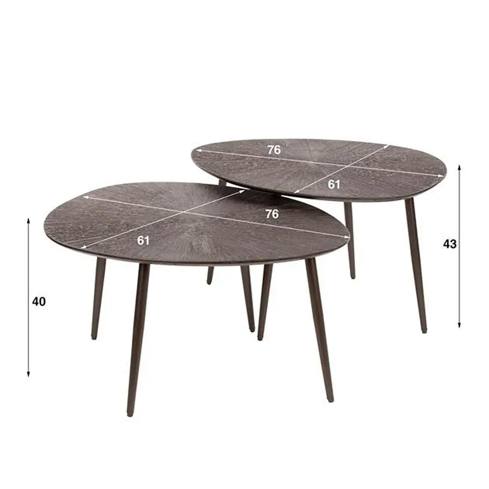 Hoyz Collection - Salontafel Ray Metal Organisch - Brons Bruin - Set van 2