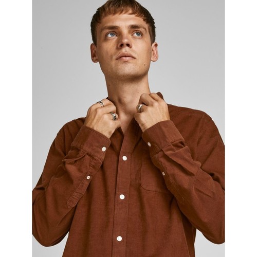 Jack & Jones - 12196529 CORD SHIRT-SEQUOIA Marrón