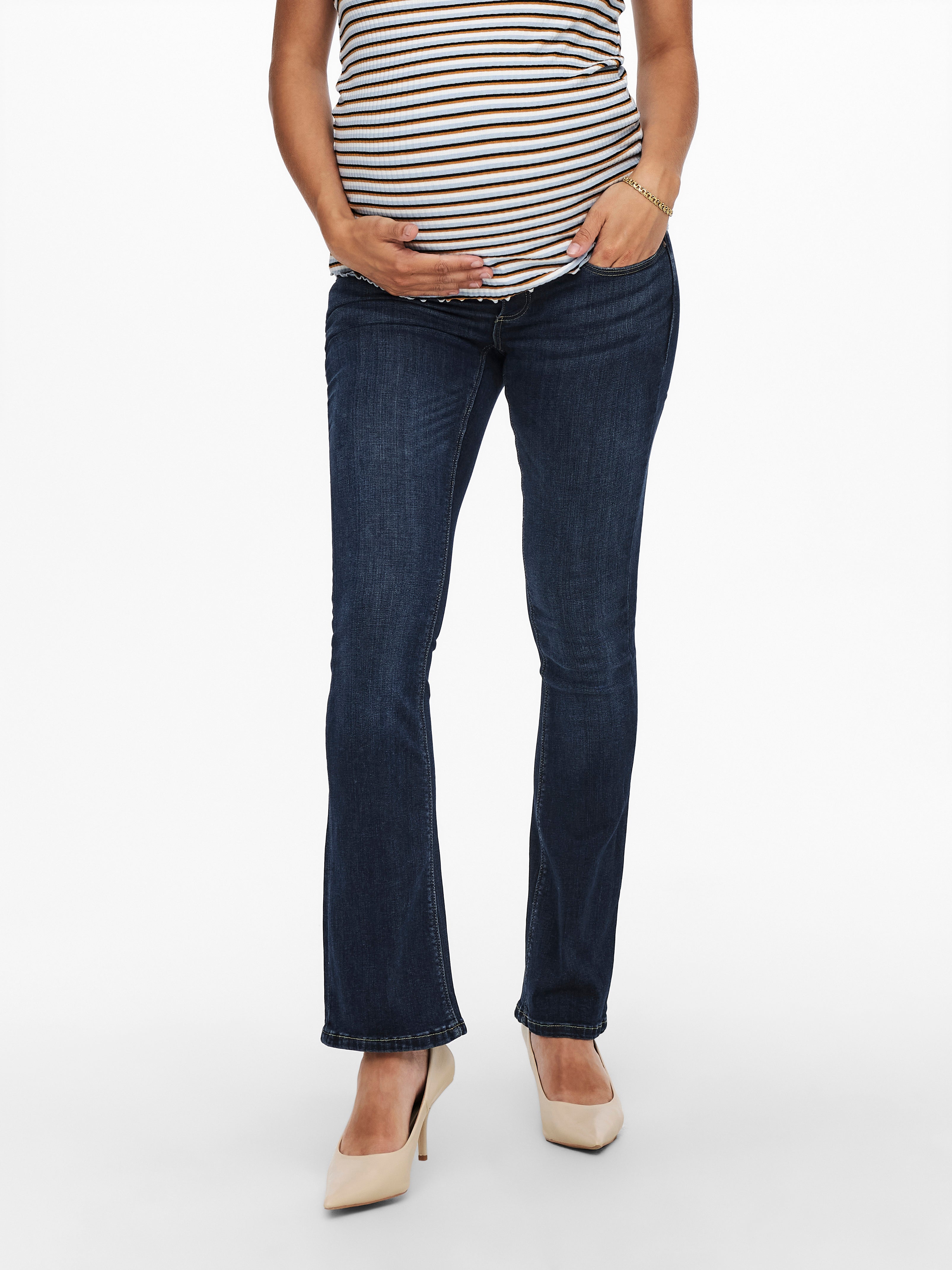 OLMPAOLA Hohe Taille Ausgestellt Jeans Dark Blue Denim
