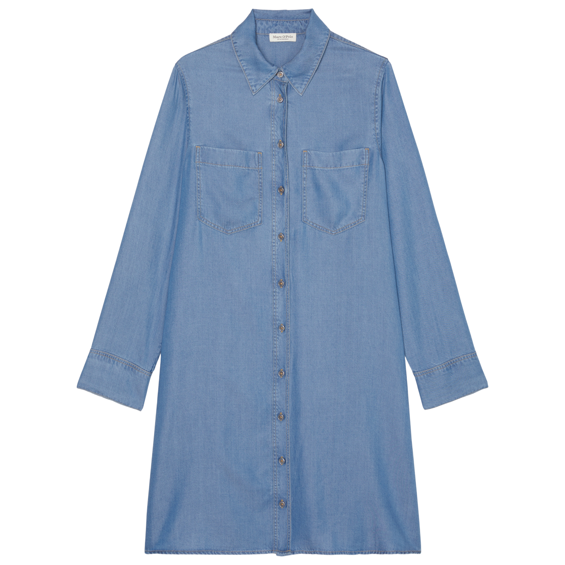 Robe courte denim col classique| Bleu