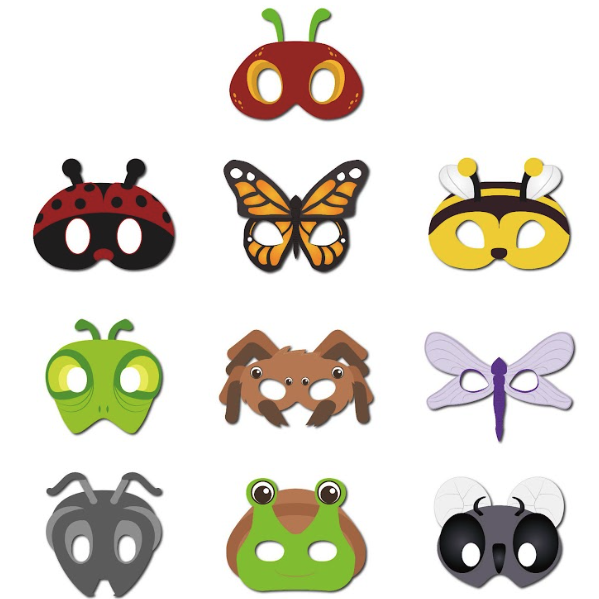 (10er Set) Papier Masken DIY Kinder Party Verkleidung Halbmasken Geburtstag Foto Requisite Masken - Insekten
