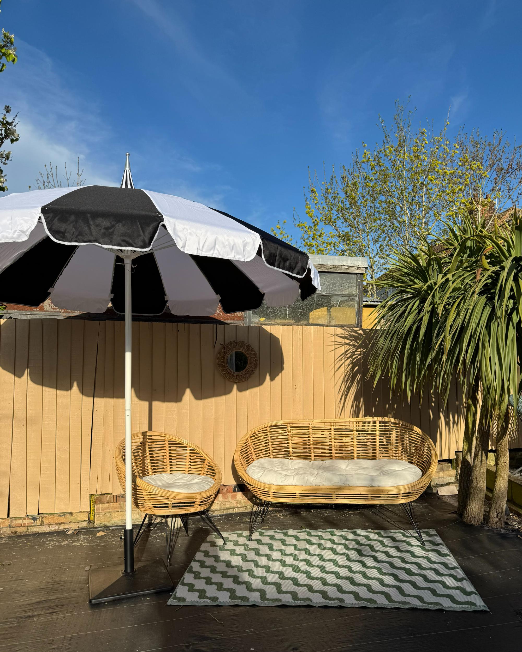 Parasol 245 cm MINOA Zwart/wit