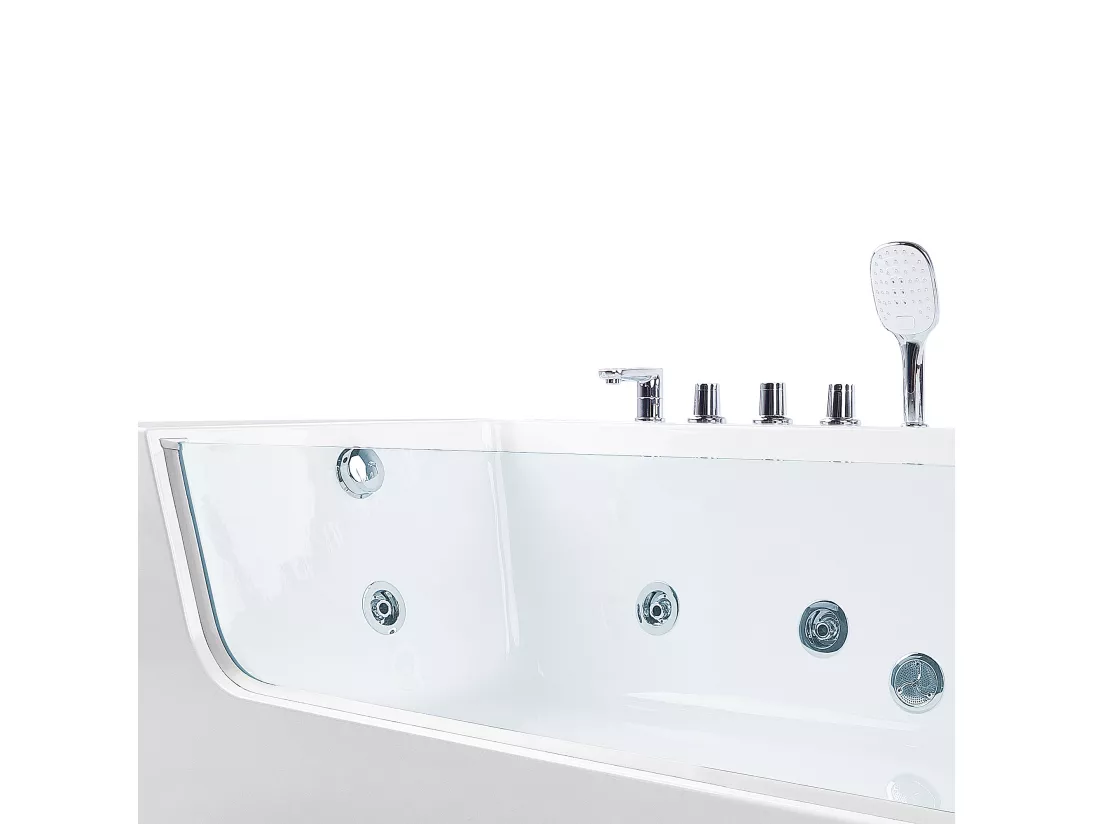 Baignoire balnéo angle droit blanche 170 x 80 cm PUQUIO