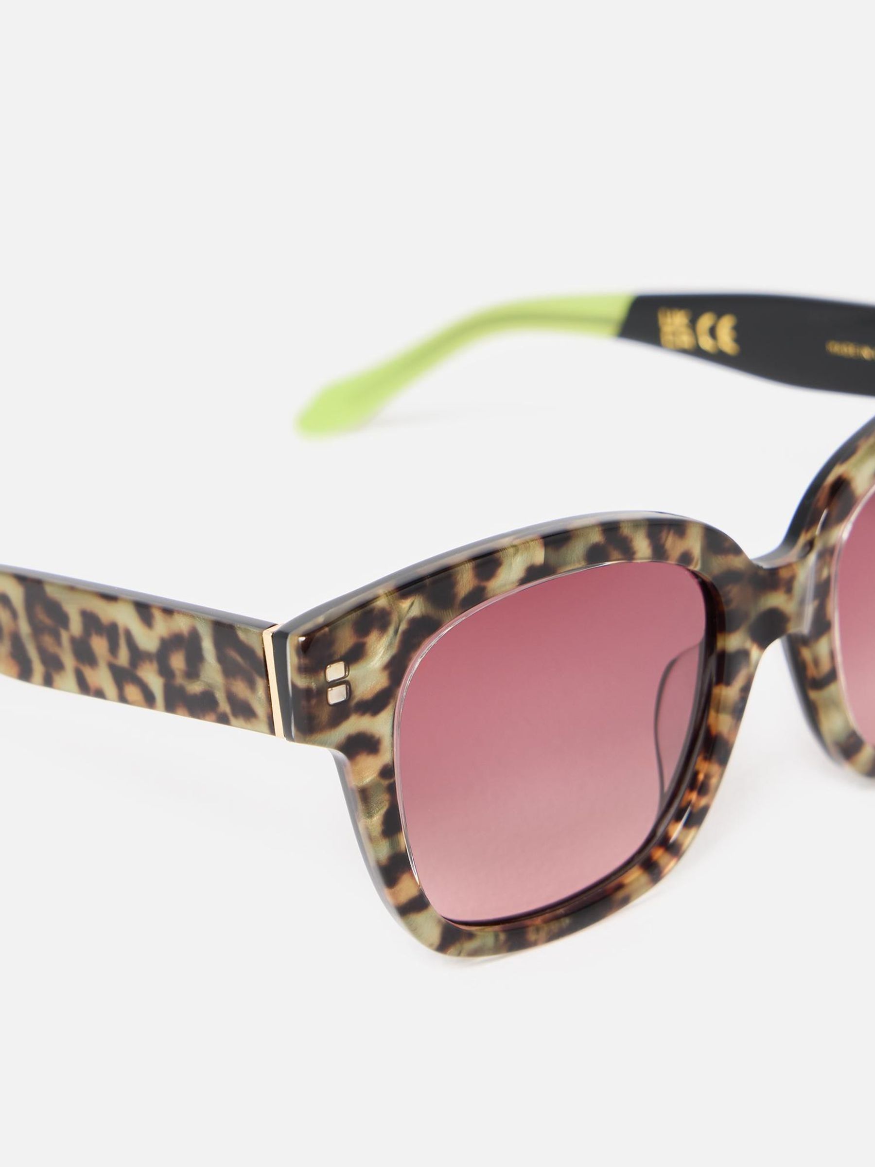 Oliver Bonas Leopard Print Square Acetate Sunglasses