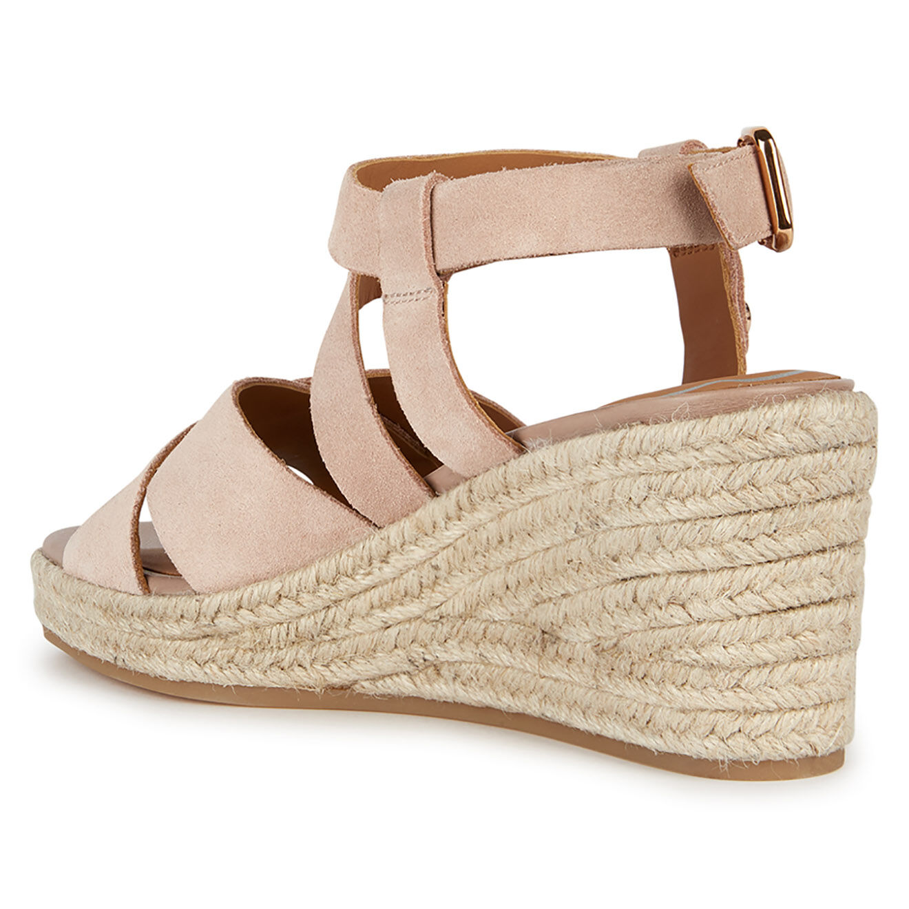 Geox Sandales en Velours de Cuir compensées Panarea roses - Talon 7.5 cm