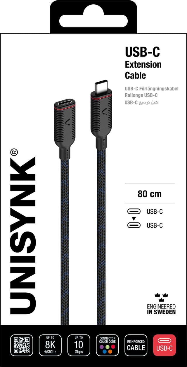 Unisynk USB-C forlængerledning (80 cm)