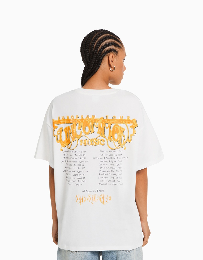 Camiseta oversized de manga curta estampada